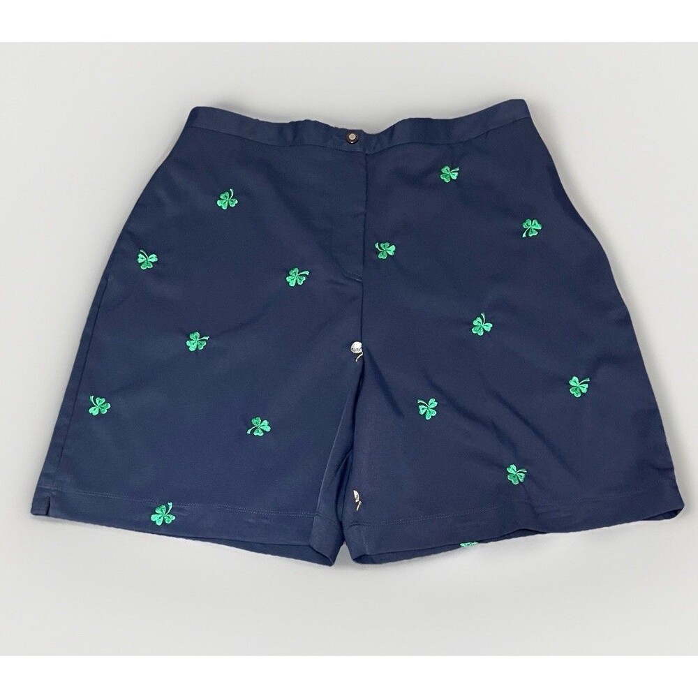 Coral Bay Golf Shorts Navy Blue Embroidered Shamrocks St. Patrick’s Day Size 16